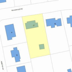 27 Roundwood Rd, Newton MA  02464-1218 plot plan