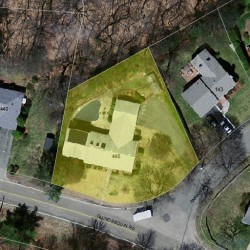 448 Quinobequin Rd, Newton MA  02468-2126 aerial view