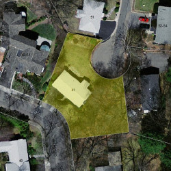 41 Helene Rd, Newton MA  02468-1024 aerial view