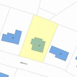 25 Bruce Ln, Newton MA  02458-2615 plot plan