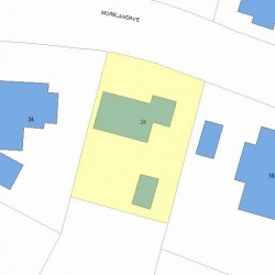 24 Moreland Ave, Newton MA  02459-2115 plot plan