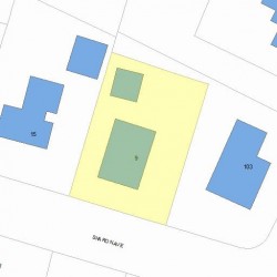 9 Sharon Ave, Newton MA  02466-2516 plot plan