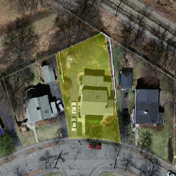 57 Canterbury Rd, Newton MA  02461-1319 aerial view