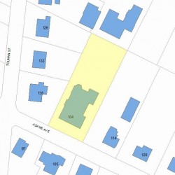 104 Adams Ave, Newton MA  02465-1004 plot plan