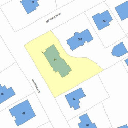 64 Hillside Ave, Newton MA  02465-2544 plot plan