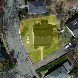 70 Cottage St, Newton MA  02464-1229 aerial view