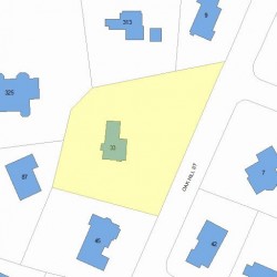 33 Oak Hill St, Newton MA  02459-3454 plot plan