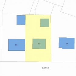 107 Eliot Ave, Newton MA  02465-1710 plot plan