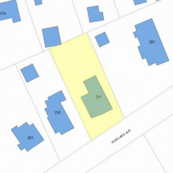 211 Highland Ave, Newton MA  02465-2511 plot plan