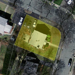 47 Hatfield Rd, Newton MA  02465-1228 aerial view