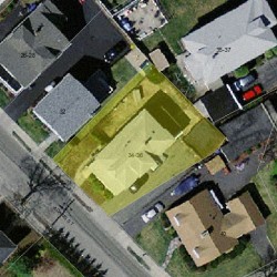 34 Adams St, Newton MA  02460-1203 aerial view