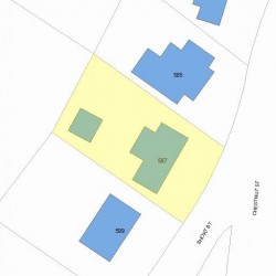 587 Chestnut St, Newton MA  02468-1225 plot plan