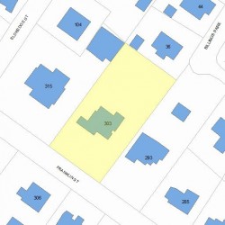 303 Franklin St, Newton MA 02458-2302 plot plan