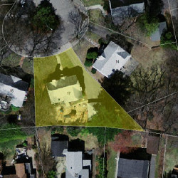 17 Glastonbury Oval, Newton MA  02468-1629 aerial view
