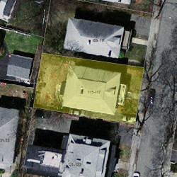 115 Adena Rd, Newton MA  02465-1619 aerial view