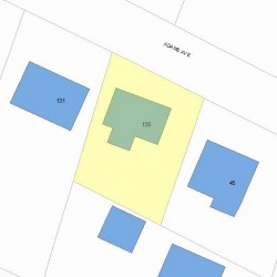 135 Adams Ave, Newton MA  02465-1045 plot plan