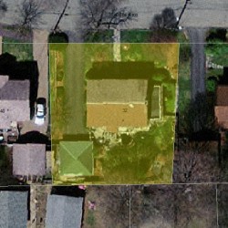 32 Holden Rd, Newton MA  02465-1910 aerial view