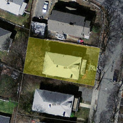 105 Adena Rd, Newton MA  02465-1619 aerial view
