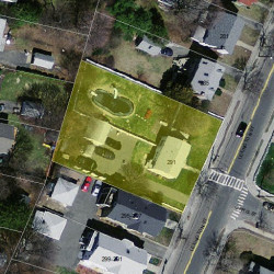 291 Lexington St, Newton MA  02466-1211 aerial view