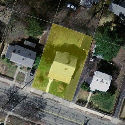 281 Homer St, Newton MA  02459-1410 aerial view