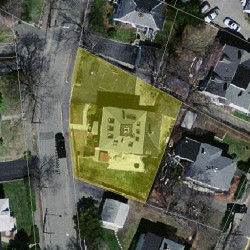 96 Freeman St, Newton MA  02466-1207 aerial view
