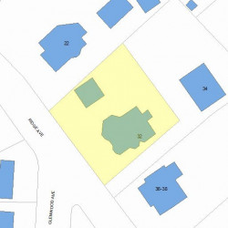 32 Ridge Ave, Newton MA  02459-2508 plot plan