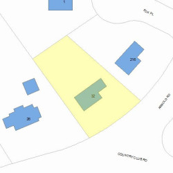32 Country Club Rd, Newton MA  02459-3064 plot plan