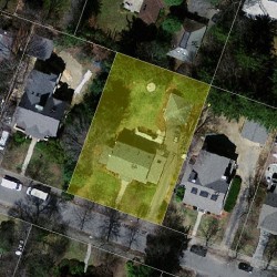 64 Plainfield St, Newton MA  02468-1618 aerial view