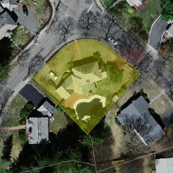 69 Evelyn Rd, Newton MA  02468-1212 aerial view