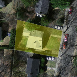 103 Beaumont Ave, Newton MA  02460-2315 aerial view