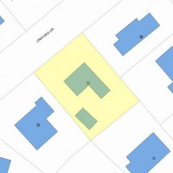 33 Crehore Dr, Newton MA  02462-1108 plot plan