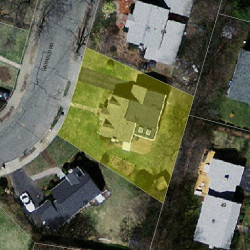 70 Hatfield Rd, Newton MA  02465-1229 aerial view