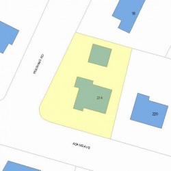 214 Adams Ave, Newton MA  02465-1503 plot plan