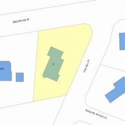 9 Oak Hill St, Newton MA  02459-3454 plot plan