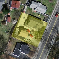 251 Lexington St, Newton MA  02466-1211 aerial view