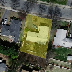 54 Maynard St, Newton MA  02465-1358 aerial view