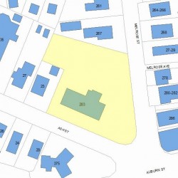 283 Melrose St, Newton MA  02466-1917 plot plan